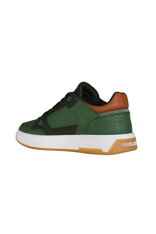 Roberto Cavalli 22537-B Militare Green Fabric / Leather Casual Sneakers (RC1002)