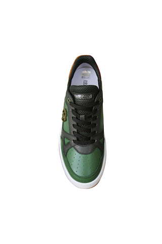 Roberto Cavalli 22537-B Militare Green Fabric / Leather Casual Sneakers (RC1002)