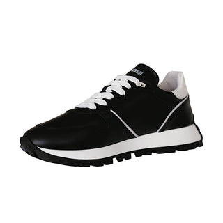 Roberto Cavalli 22541-A Men's Shoes Black Calf-Skin Leather Casual Sneakers (RC1003)-AmbrogioShoes