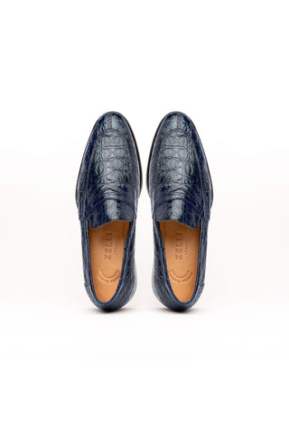 Roma Crocodile Loafer - Navy-Dellamoda