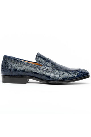 Roma Crocodile Loafer - Navy-Dellamoda