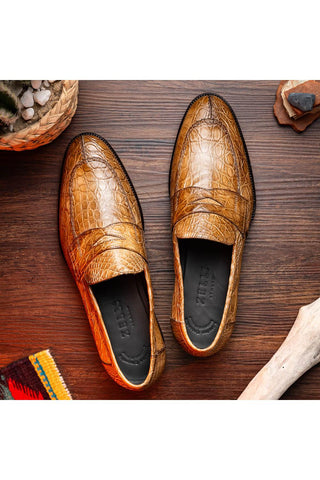 Roma Crocodile Loafer - Taupe-Dellamoda