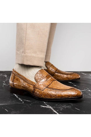 Roma Crocodile Loafer - Taupe-Dellamoda