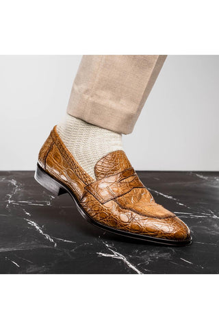 Roma Crocodile Loafer - Taupe-Dellamoda