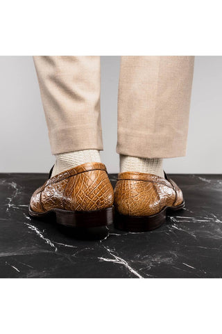 Roma Crocodile Loafer - Taupe-Dellamoda