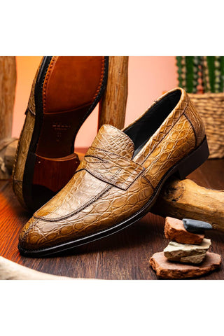 Roma Crocodile Loafer - Taupe-Dellamoda