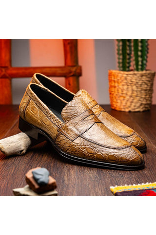 Roma Crocodile Loafer - Taupe-Dellamoda