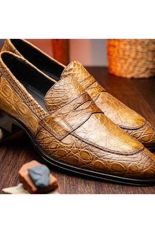 Roma Crocodile Loafer - Taupe-Dellamoda