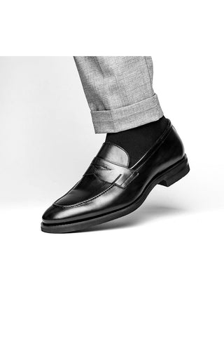 Roma Leather Loafer - Black-Dellamoda