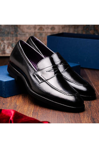 Roma Leather Loafer - Black-Dellamoda
