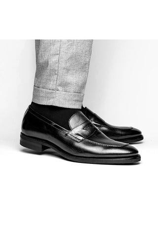 Roma Leather Loafer - Black-Dellamoda