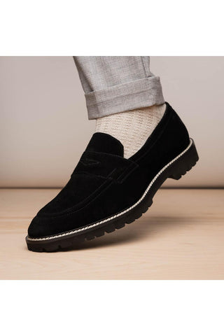 Roma Suede Loafer - Black-Dellamoda