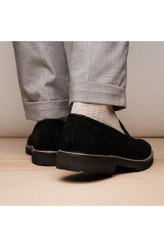 Roma Suede Loafer - Black-Dellamoda