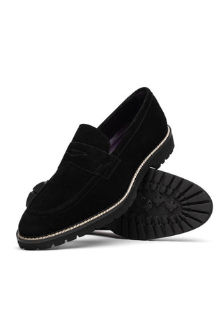 Roma Suede Loafer - Black-Dellamoda