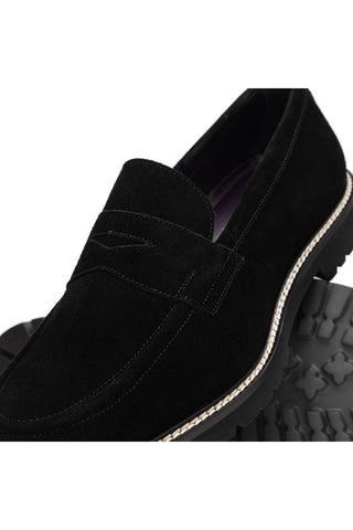 Roma Suede Loafer - Black-Dellamoda