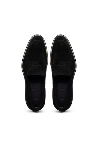 Roma Suede Loafer - Black-Dellamoda