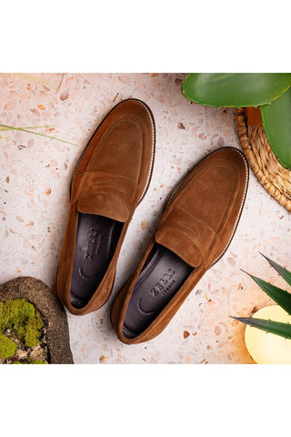 Roma Suede Loafer - Tobacco-Dellamoda