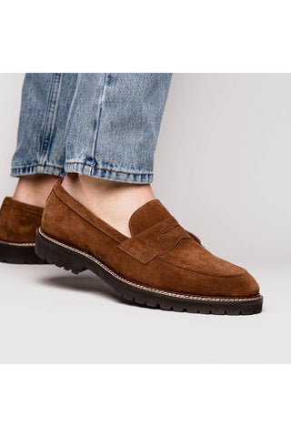 Roma Suede Loafer - Tobacco-Dellamoda