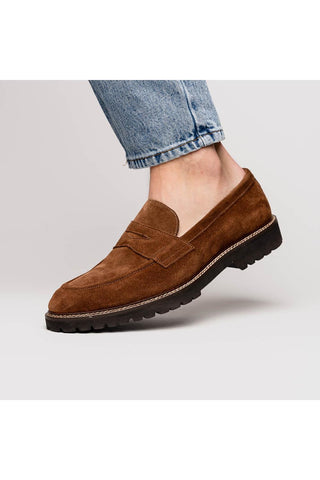 Roma Suede Loafer - Tobacco-Dellamoda