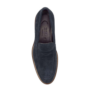 Zelli Italia Roma Men's Shoes Navy Suede Leather Penny Loafer (ZEL1032)