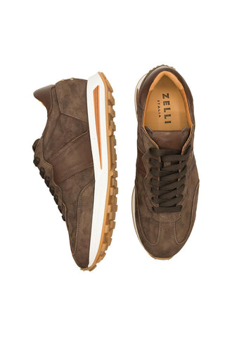 Roxi Suede & Leather Sneaker - Nicotine-Dellamoda
