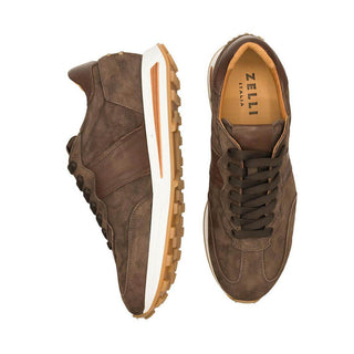 Zelli Italia Roxi Men's Shoes Nicotine Suede & Calf-Skin Leather Sneaker (ZEL1078)