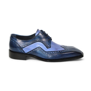 Duca Saranno Men's Shoes Navy/Light Blue Calf-Skin Leather Oxfords (D1114)