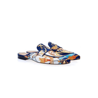 SUPERGLAMOUROUS Bolero Cavallerizza Navy Satin Slipper Mules (SPGMS1014)-AmbrogioShoes