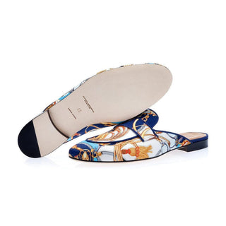 SUPERGLAMOUROUS Bolero Cavallerizza Navy Satin Slipper Mules (SPGMS1014)-AmbrogioShoes