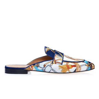 SUPERGLAMOUROUS Bolero Cavallerizza Navy Satin Slipper Mules (SPGMS1014)-AmbrogioShoes