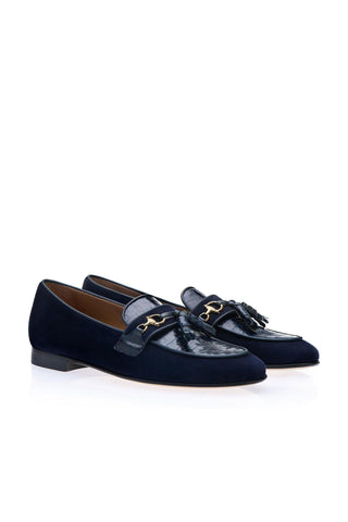 SUPERGLAMOUROUS Bruno Crocodile Skin & Suede Tassel Loafer (SPGM1366)