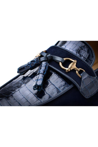 SUPERGLAMOUROUS Bruno Exotic Crocodile Skin & Suede Tassel Loafer (SPGM1366)-AmbrogioShoes