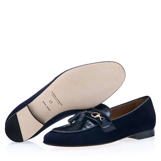 SUPERGLAMOUROUS Bruno Men's Shoes Exotic Crocodile Skin & Suede Leather Tassel Loafer (SPGM1366)-AmbrogioShoes