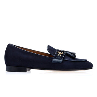 SUPERGLAMOUROUS Bruno Velukid Navy Suede Leather Tassel Loafers (SPGMS1061)-AmbrogioShoes