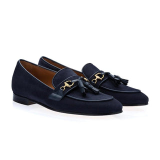 SUPERGLAMOUROUS Bruno Velukid Navy Suede Leather Tassel Loafers (SPGMS1061)-AmbrogioShoes