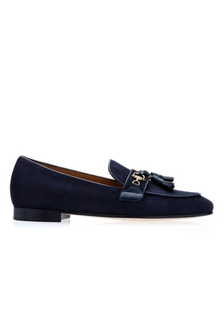 SUPERGLAMOUROUS Bruno Velukid Navy Suede Tassel Loafers (SPGMS1061)-AmbrogioShoes