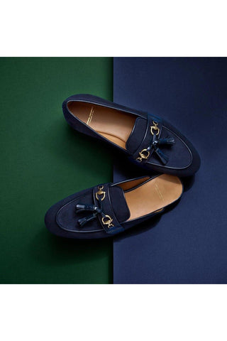 SUPERGLAMOUROUS Bruno Velukid Navy Suede Tassel Loafers (SPGMS1061)-AmbrogioShoes