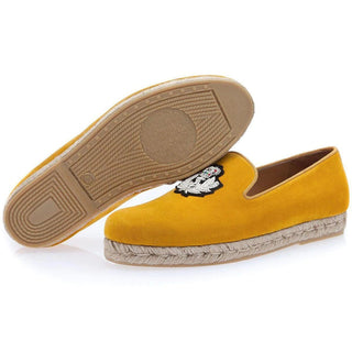 SUPERGLAMOUROUS Colony Softy Mustard Suede Leather Rope Sneakers (SPGM1080)-AmbrogioShoes