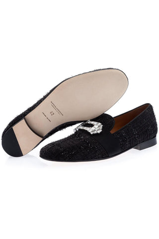 SUPERGLAMOUROUS Coruna Alana Black Boucle Slipper Loafers (SPGM1321)
