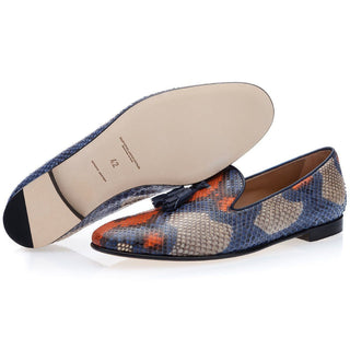 SUPERGLAMOUROUS Dominique Sunrise Men's Shoes Multi-Color Exotic Python Tassels Loafers (SPGM1101)-AmbrogioShoes
