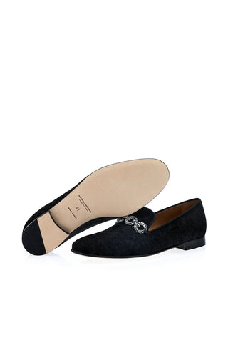 SUPERGLAMOUROUS Eldoret Moire Velvet Horse-Bit Loafer