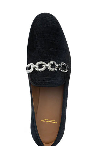 SUPERGLAMOUROUS Eldoret Moire Velvet Horse-Bit Loafer