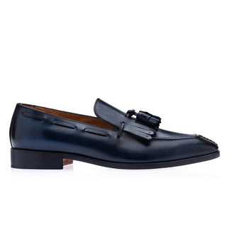 Super Glamourous Horizon Vintage Men's Shoes Navy Calf-Skin Leather Slip-On Loafers (SPGM1065)-AmbrogioShoes