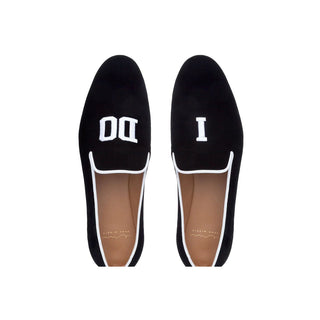 Super Glamourous I-DO Men's Shoes Black Velour Velvet Slipper Loafers (SPGM1035)-AmbrogioShoes