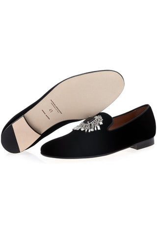 SUPERGLAMOUROUS Jupiter Velvet Crystal Slipper Loafers