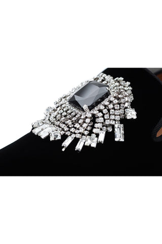 SUPERGLAMOUROUS Jupiter Velvet Crystal Slipper Loafers-AmbrogioShoes