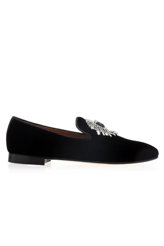 SUPERGLAMOUROUS Jupiter Velvet Crystal Slipper Loafers