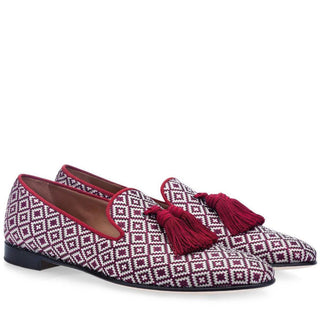 SUPERGLAMOUROUS Louis Men's Shoes Jacquard Canvas Slip-On Tassel Loafer (SPGM1369)-AmbrogioShoes