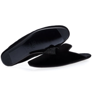 SUPERGLAMOUROUS Louis Velour Men's Shoes Black Calf-Skin Leather Velvet Suede Slippers (SPGM1244)-AmbrogioShoes