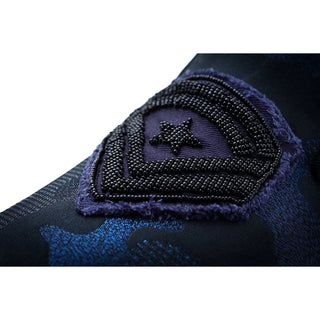 Super Glamourous Major Combact Men's Shoes Navy Jacquard Canvas Skate Sneakers (SPGM1016)-AmbrogioShoes